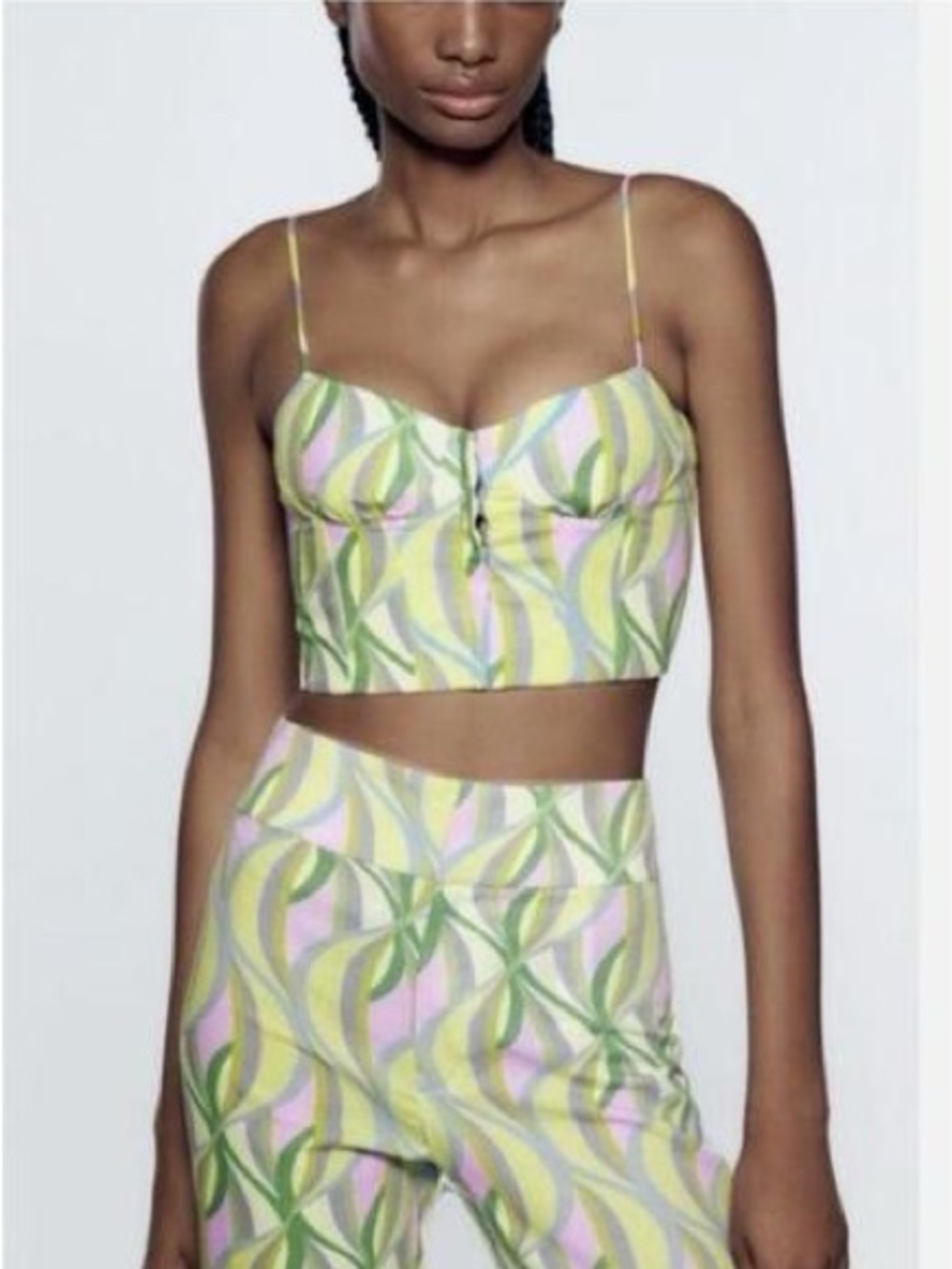 Zara Multicolor Wave Print Crop Top & Pants Set - NWT never worn